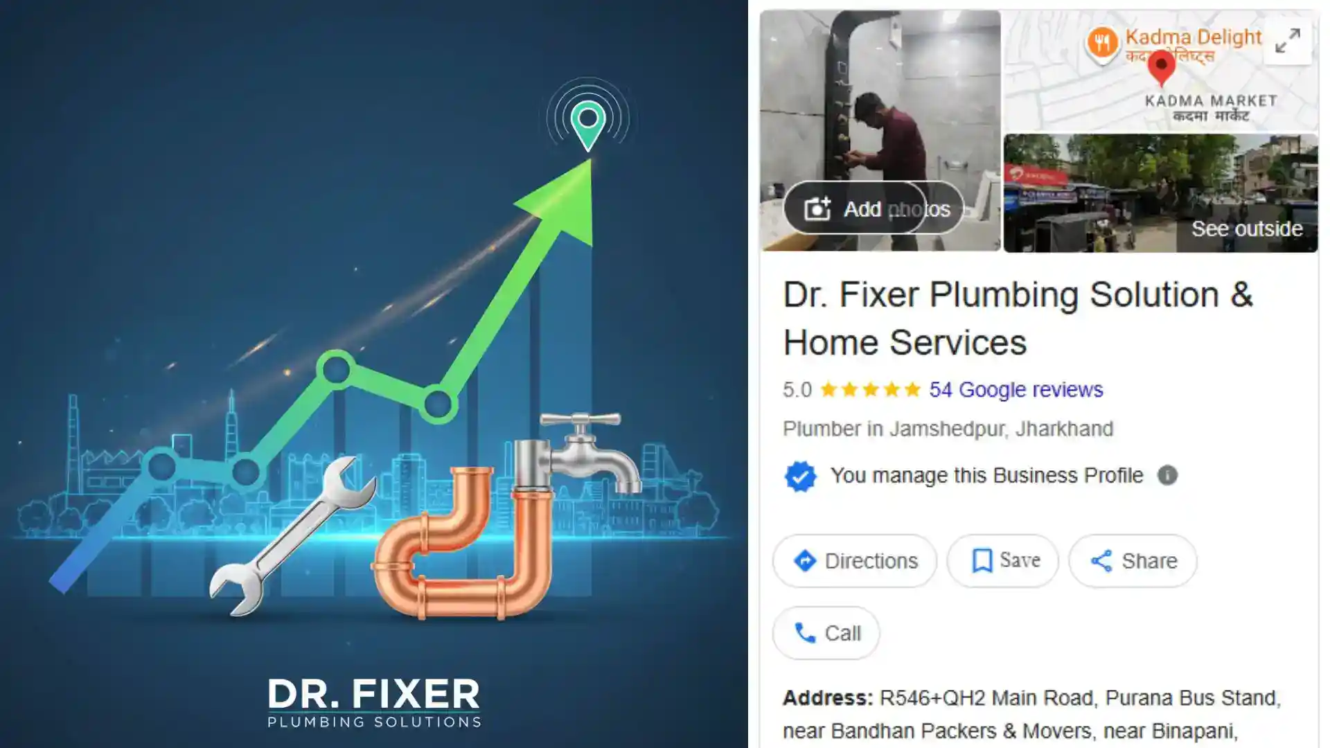 Local SEO for Plumbers: Dr. Fixer Ranks Top 3 in Jamshedpur